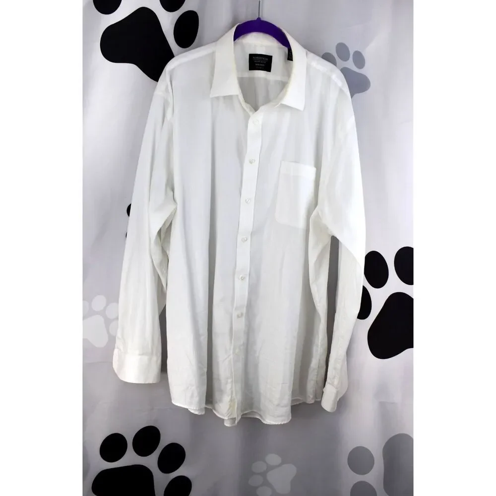 Nordstrom Mens Non Iron Traditional Fit Dress Shirt White 18 1/2 36-37 Flawed